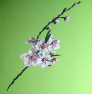 Blossom decoration painted in the corner of a living room